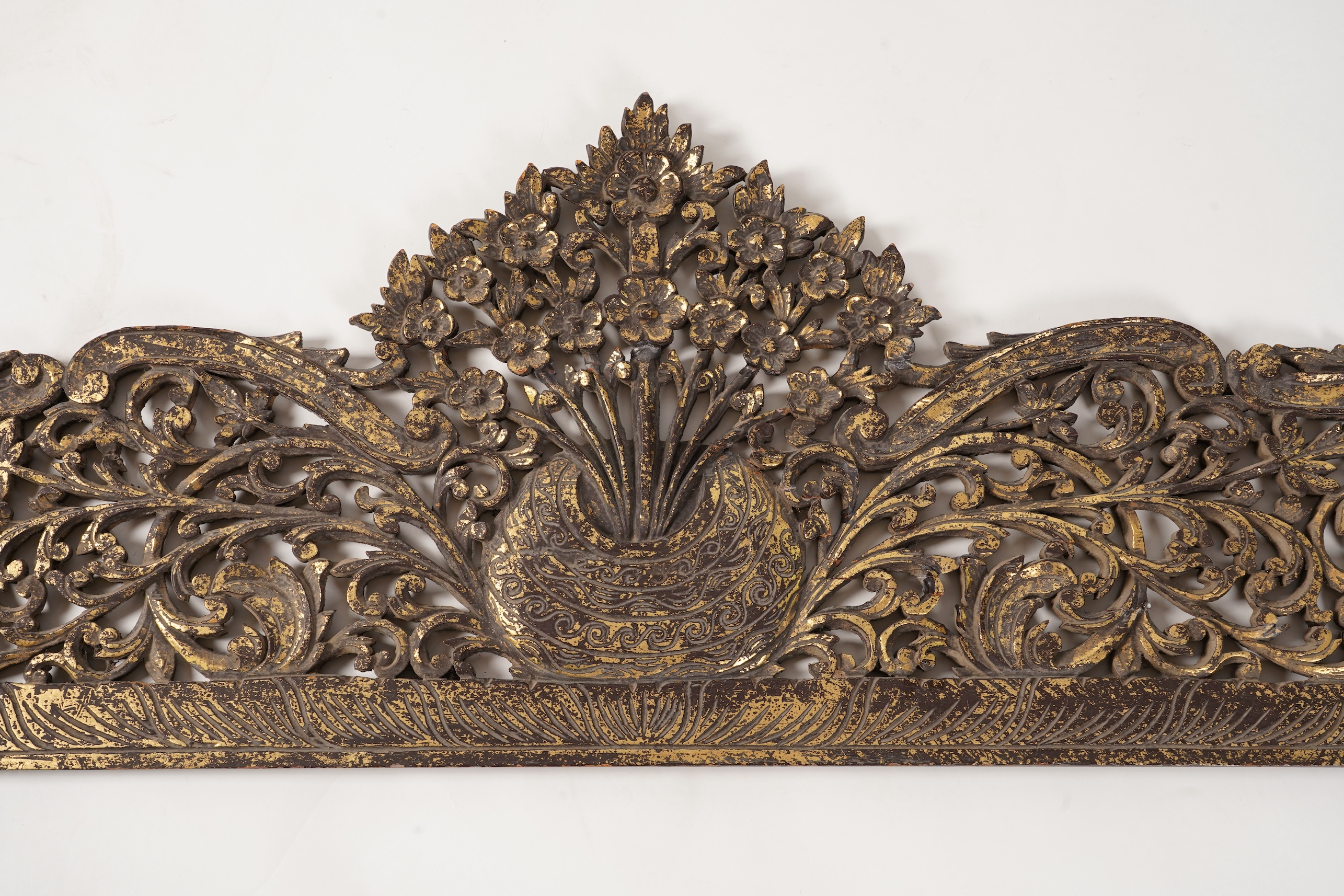 A Burmese gilt lacquered wood cresting, 19th century